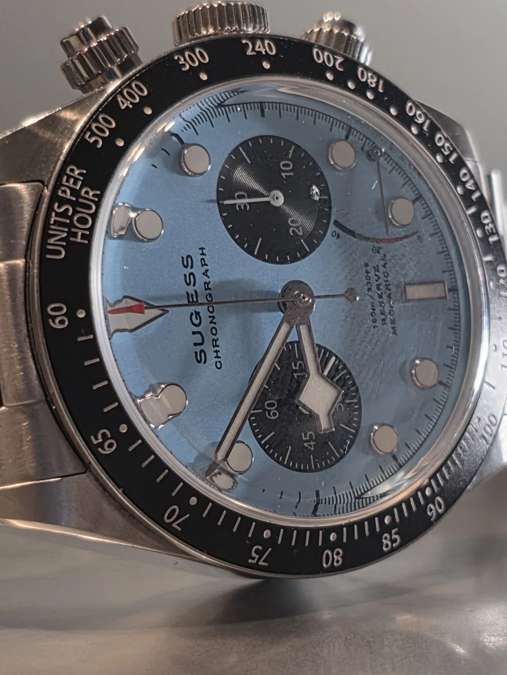 Men's Chronograph Stainless Steel Watch - Ice Blue Dial